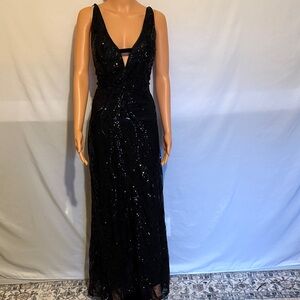Elegant Black Sequin Evening Gown